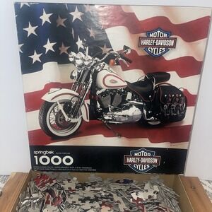 Vintage Springbok 1000 Piece Harley-Davidson Motor Cycles Puzzle Never Assembled
